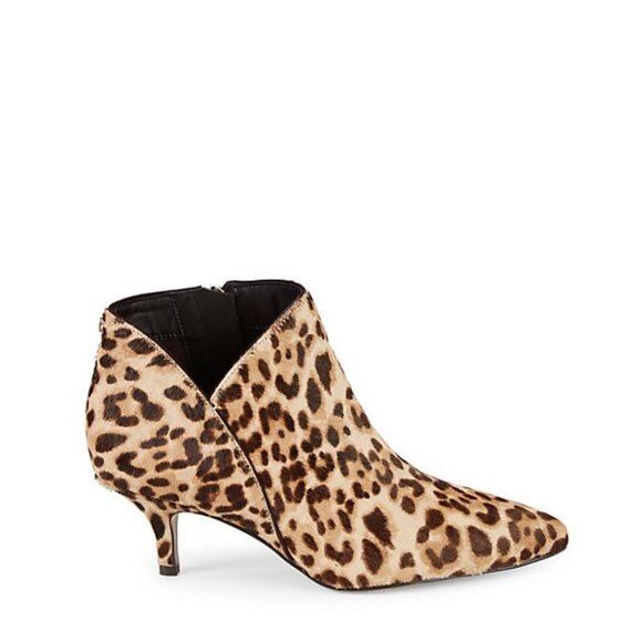 SAM EDELMAN Kadison Pointed Toe Kitten Heel Genuine Calf Hair Bootie In Leopard - Picture 2 of 6